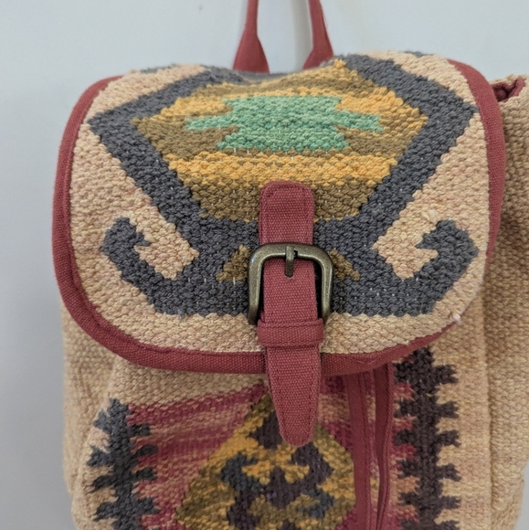 Vintage Southwestern Woven Cotton Kilim Backpack - Picture 2 of 15